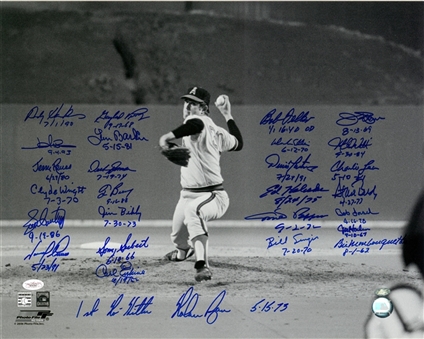 Nolan Ryan 1st No-Hitter 16x20 Photo– Group Signed & Inscribed with 26 Signatures (Ryan Holo & JSA)